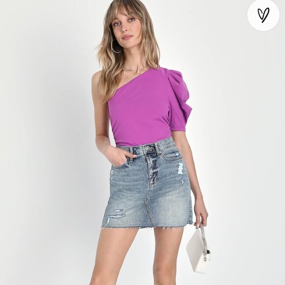 Free People size L Somethin' Bout You solid one sleeve bodysuit summer bloom - Picture 3 of 13